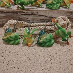 Green Frog Shower Curtain Hooks
